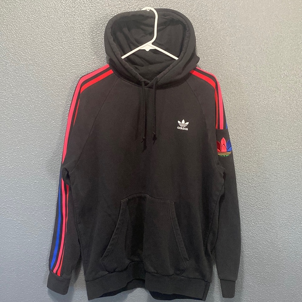 ADIDAS | Men’s Originals Black Red 3D Tefoil 3-Stripe Hoodie